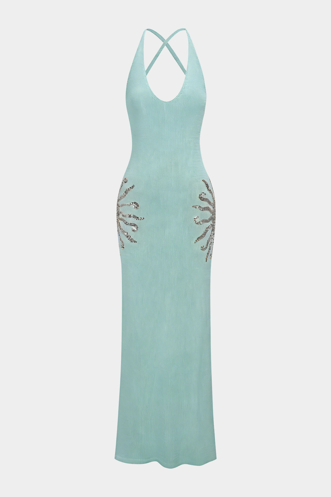 Golden Aura Halter Maxi Dress