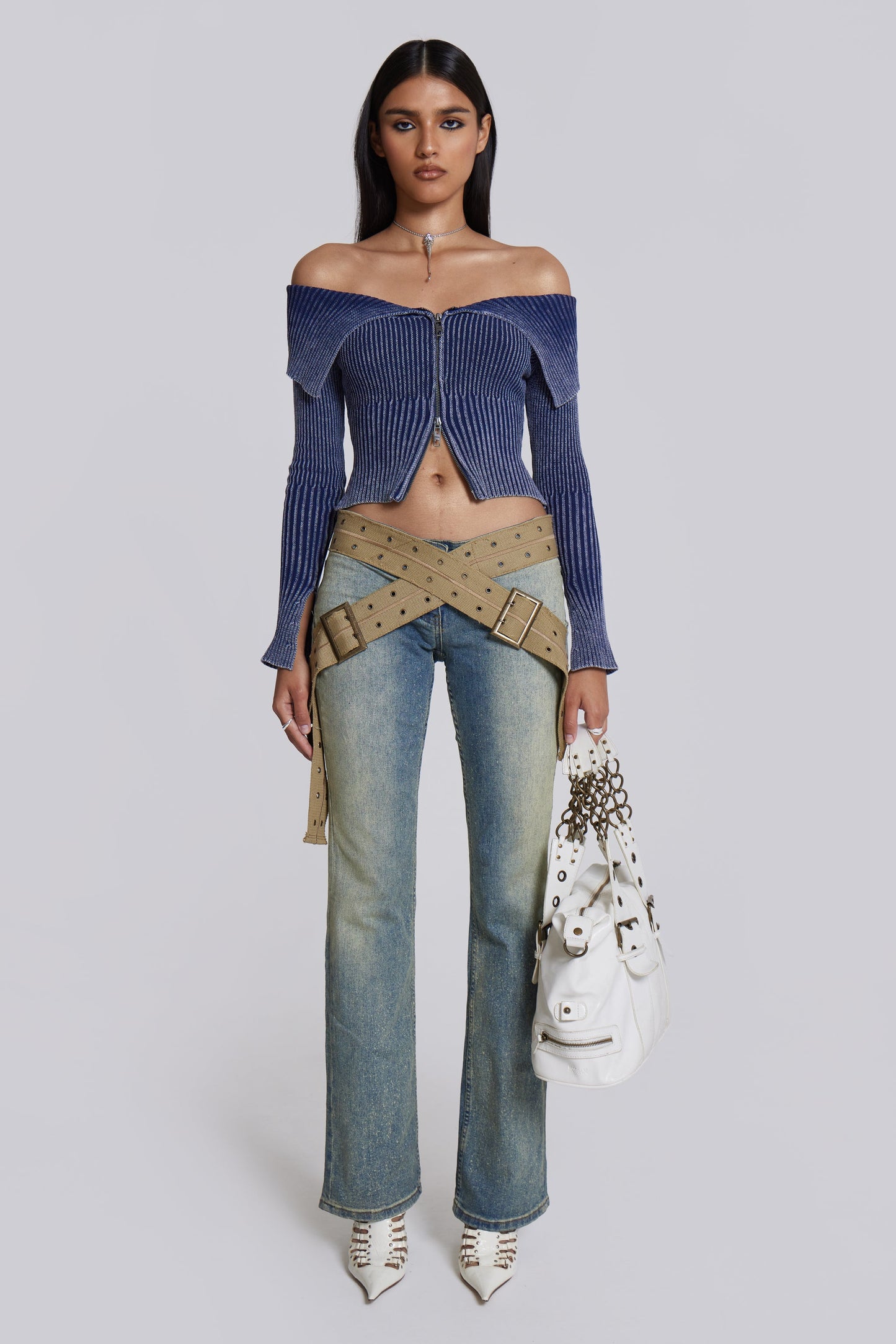 Nova Zip Ribbed Top