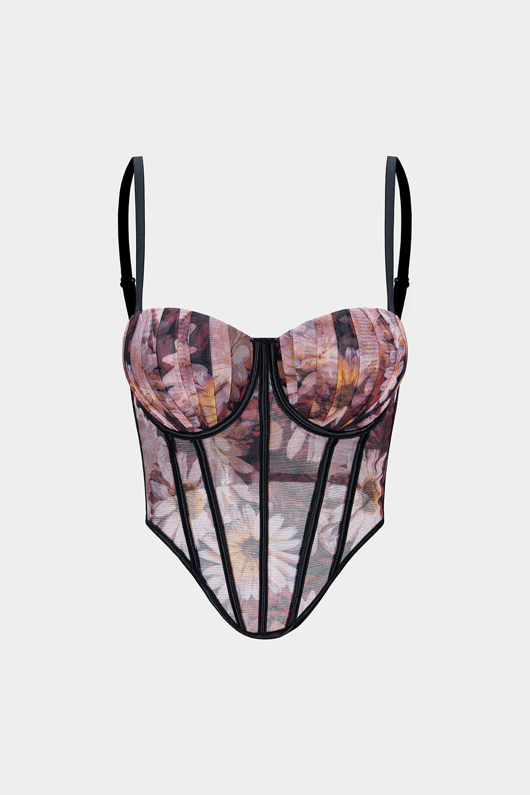 Floral Mesh Corset Top