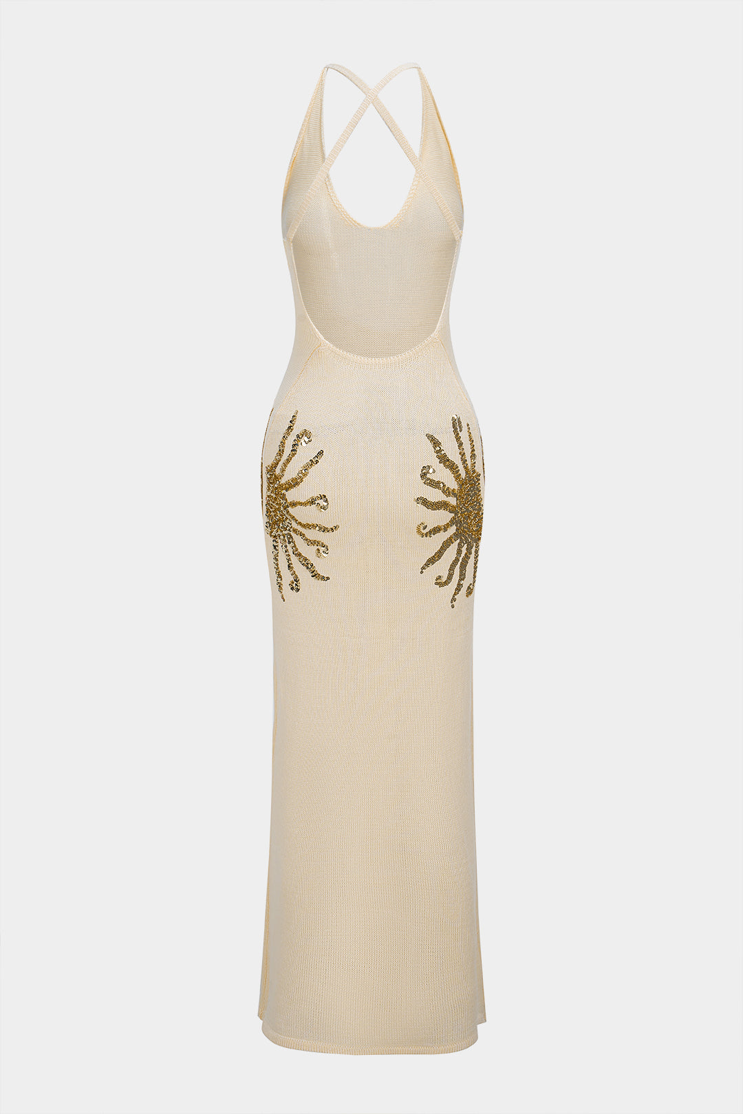 Golden Aura Halter Maxi Dress