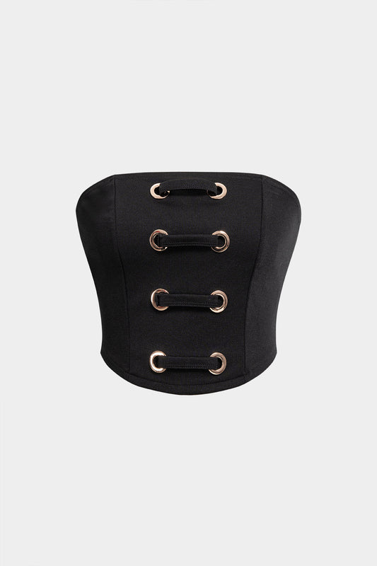 Noir Lace-Up Corset Top