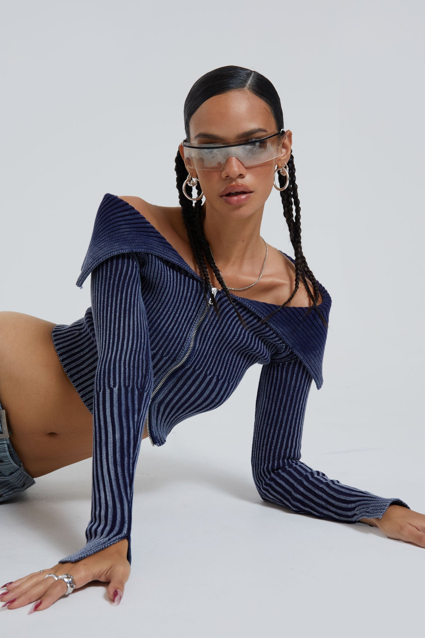 Nova Zip Ribbed Top